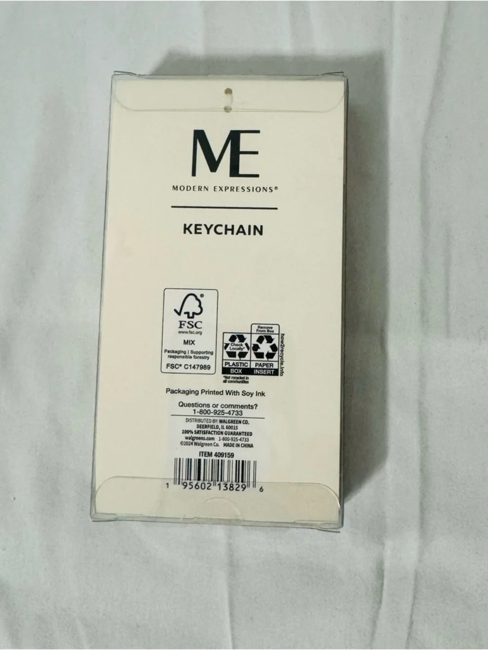 Modern Expressions Gold & Cream 'A' Initial Keychain NEW In Box Accessory Keys